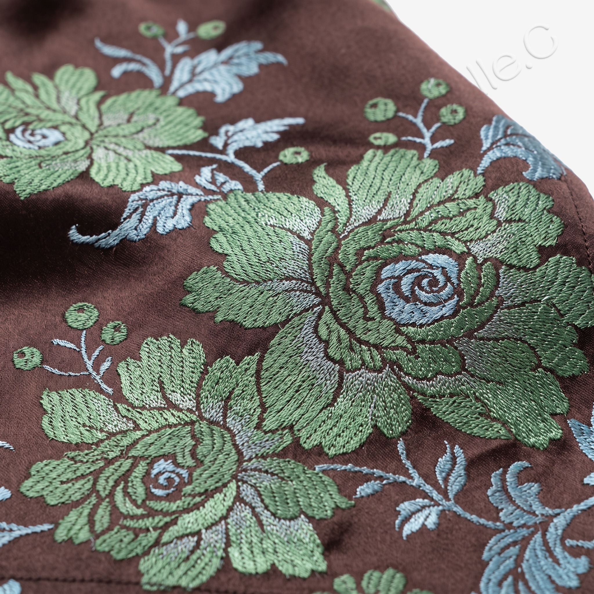 Dark Brown Azure Dragon Antique Silk Long Slip Dress - 「玄棕蒼龍」古董真絲吊帶長裙