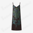 Dark Brown Azure Dragon Antique Silk Long Slip Dress - 「玄棕蒼龍」古董真絲吊帶長裙