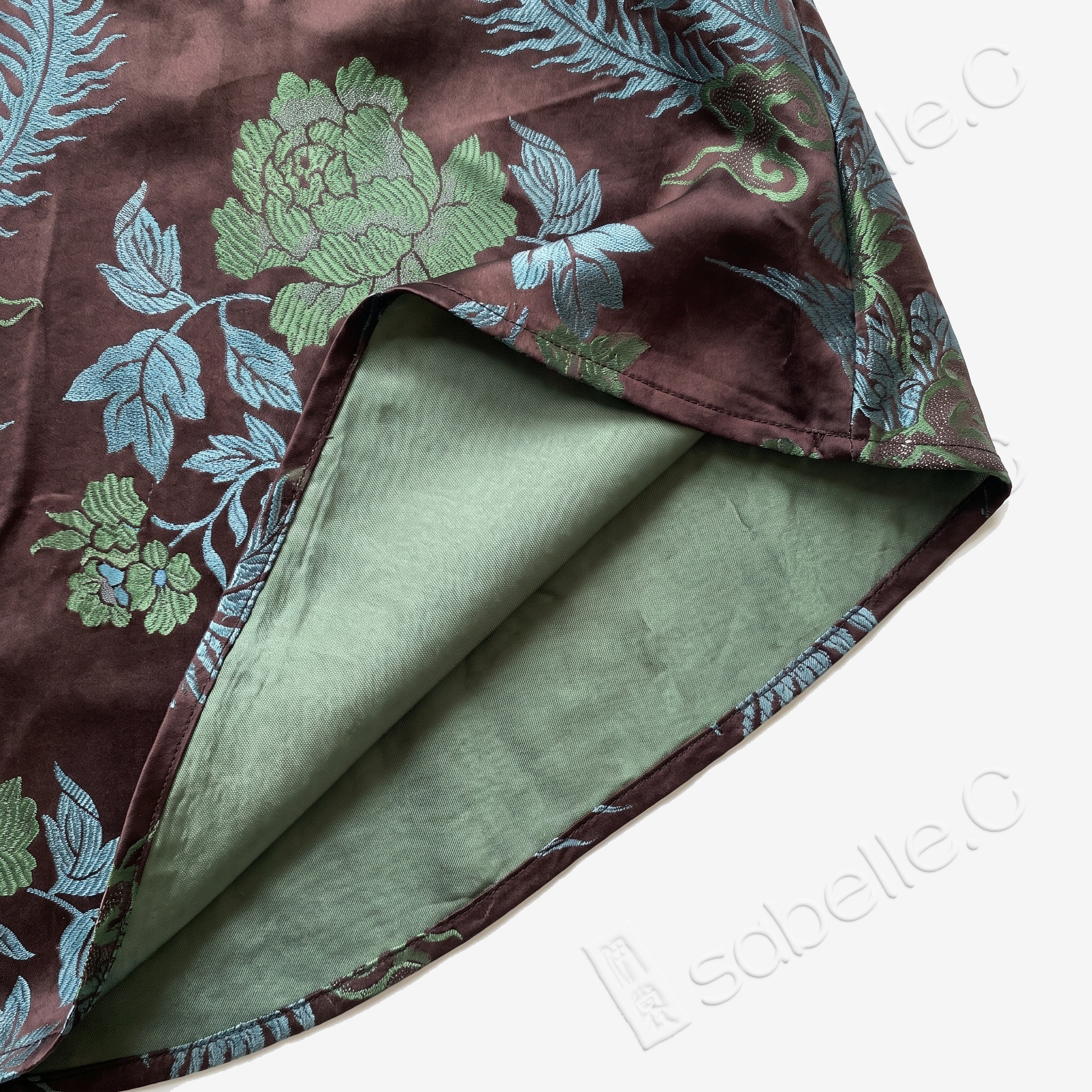 Dark Brown Azure Dragon Antique Silk Long Slip Dress - 「玄棕蒼龍」古董真絲吊帶長裙