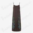 Dark Brown Azure Dragon Antique Silk Long Slip Dress - 「玄棕蒼龍」古董真絲吊帶長裙