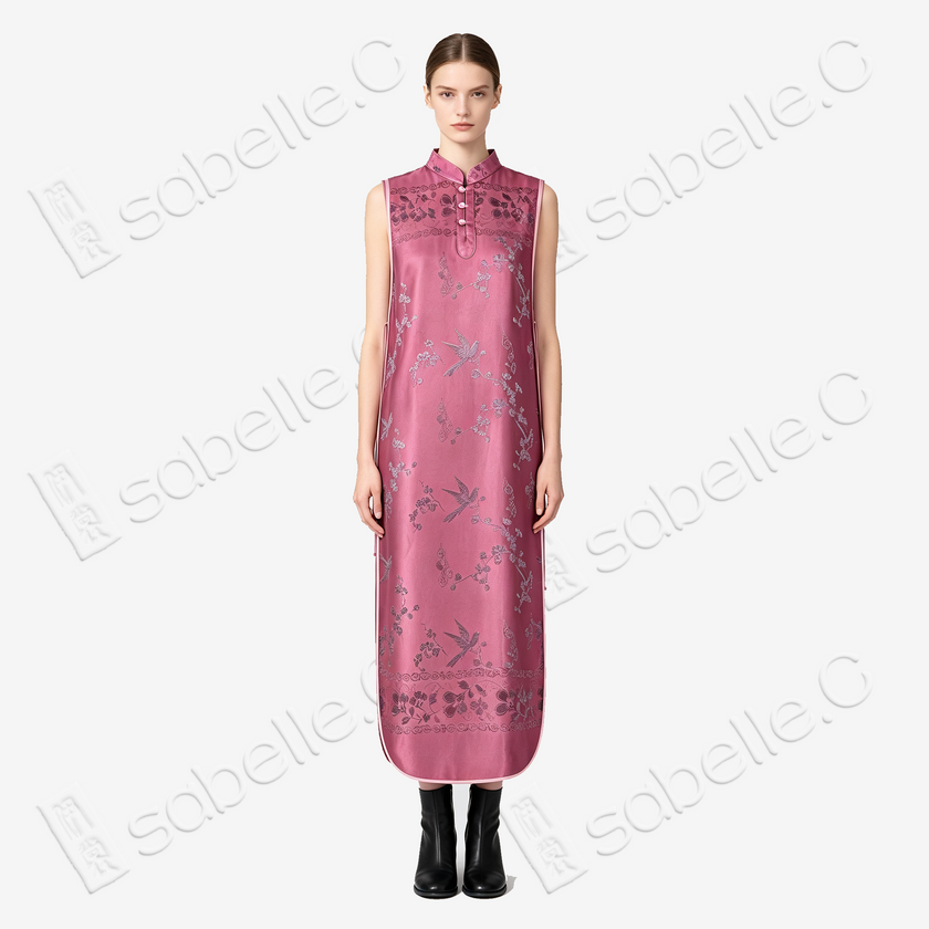 Magpie & Plum Antique Silk Qipao - 「喜上眉梢」古董真絲旗袍