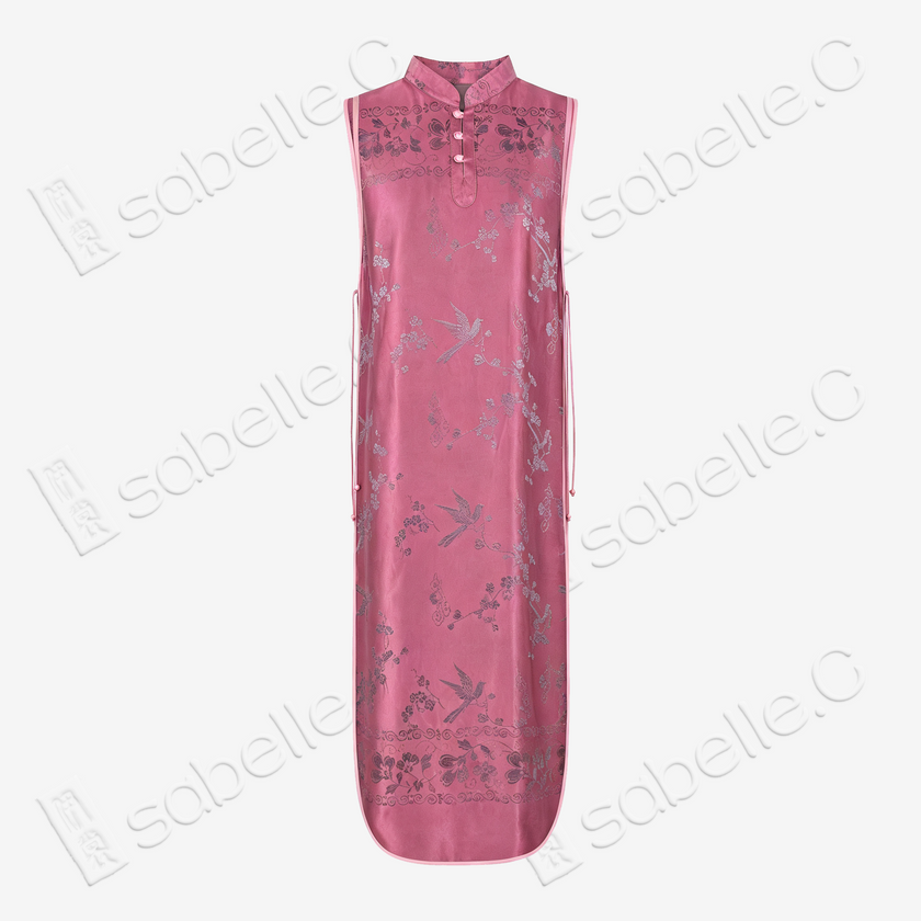 Magpie & Plum Antique Silk Qipao - 「喜上眉梢」古董真絲旗袍