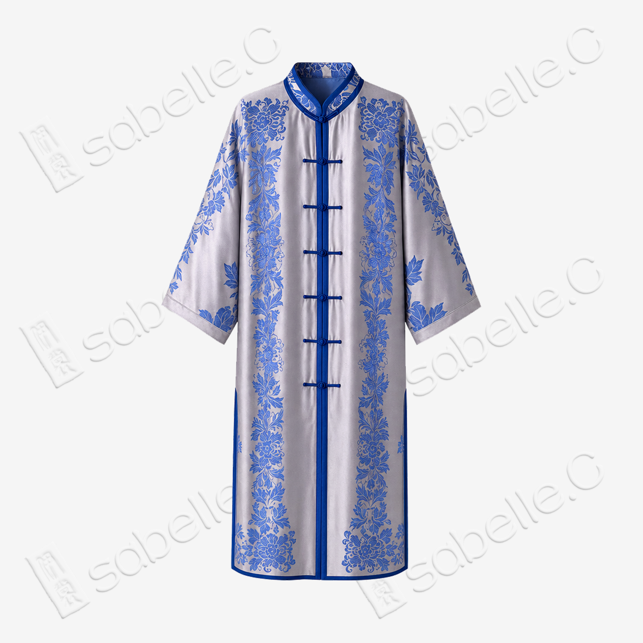 Antique Silk Long Tunic - 「御瓷凝芳」古董真絲長衫