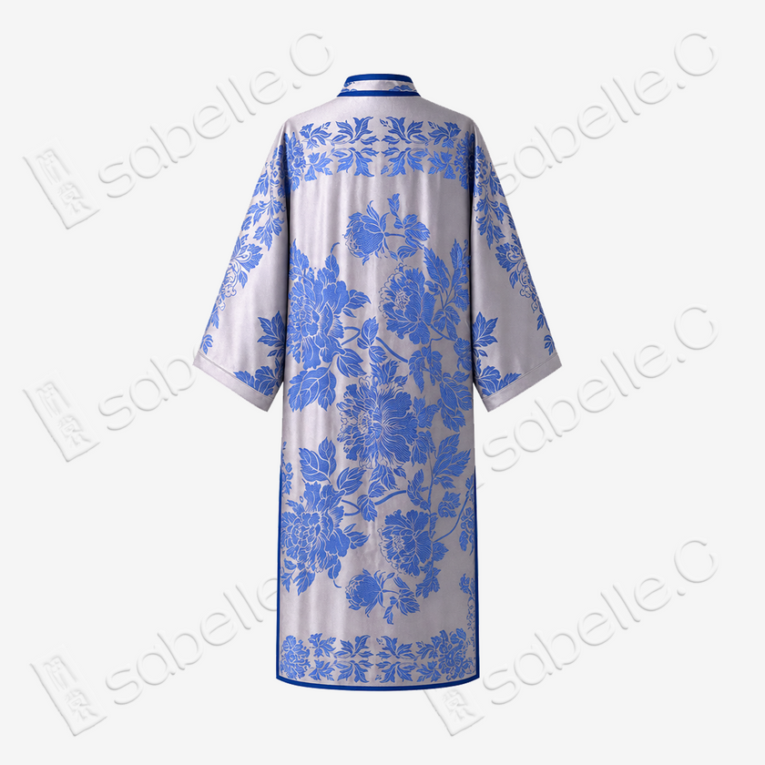 Antique Silk Long Tunic - 「御瓷凝芳」古董真絲長衫