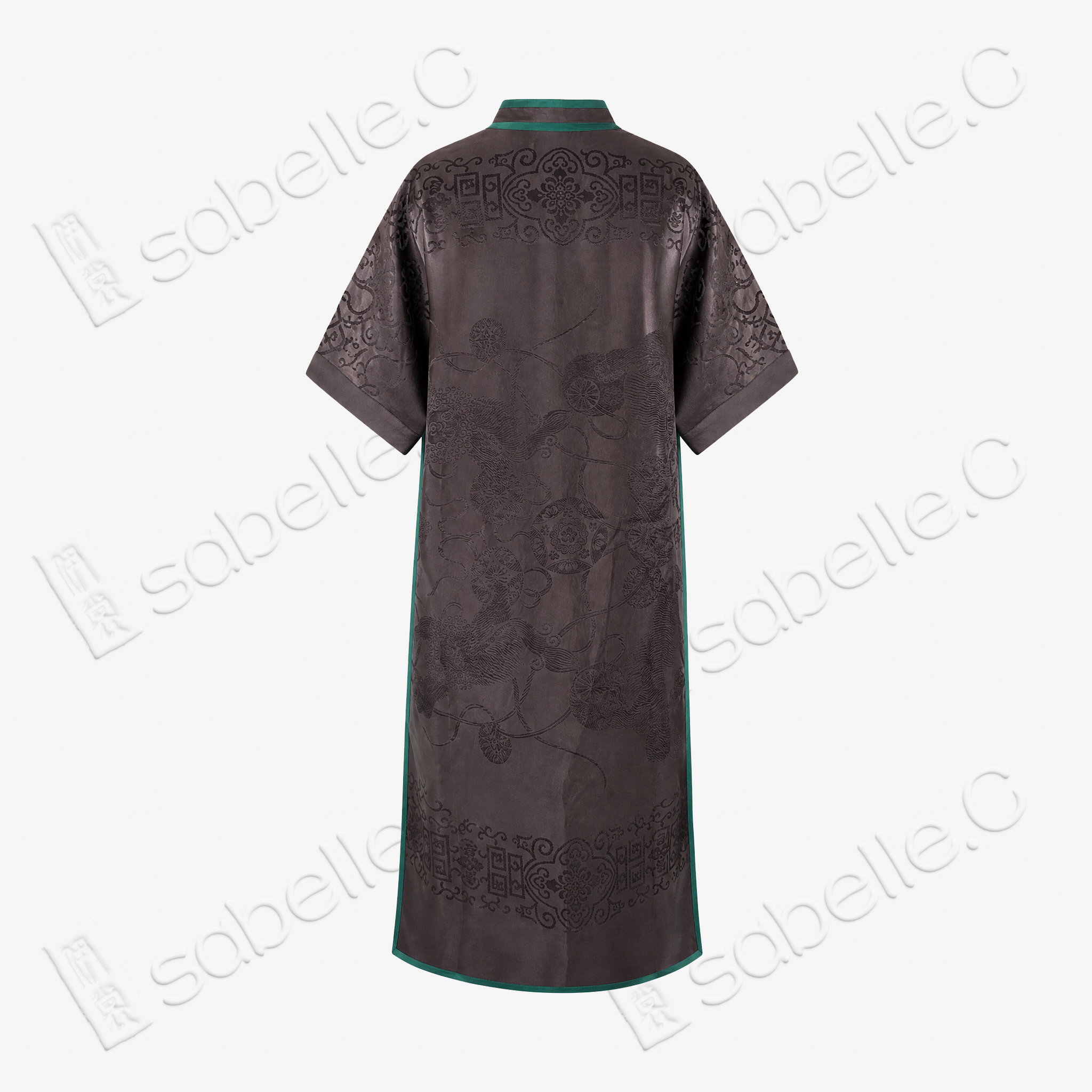 Dark Brown Antique Silk Long Tunic - 玄褐古董真絲長衫裙