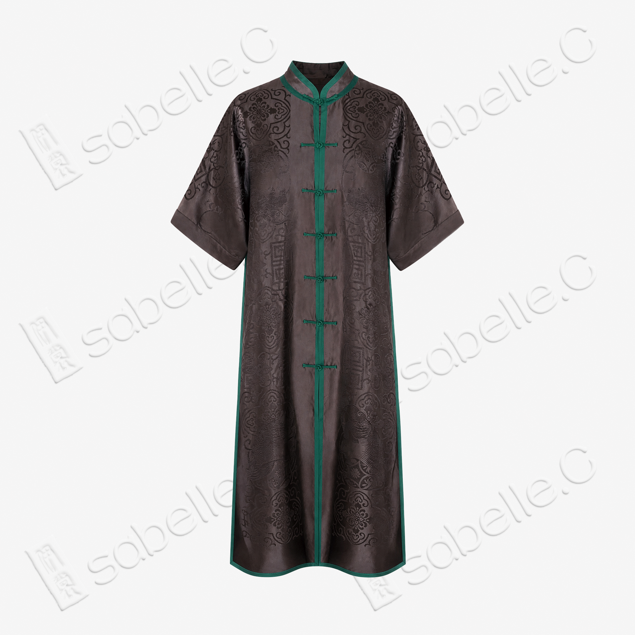 Dark Brown Antique Silk Long Tunic - 玄褐古董真絲長衫裙
