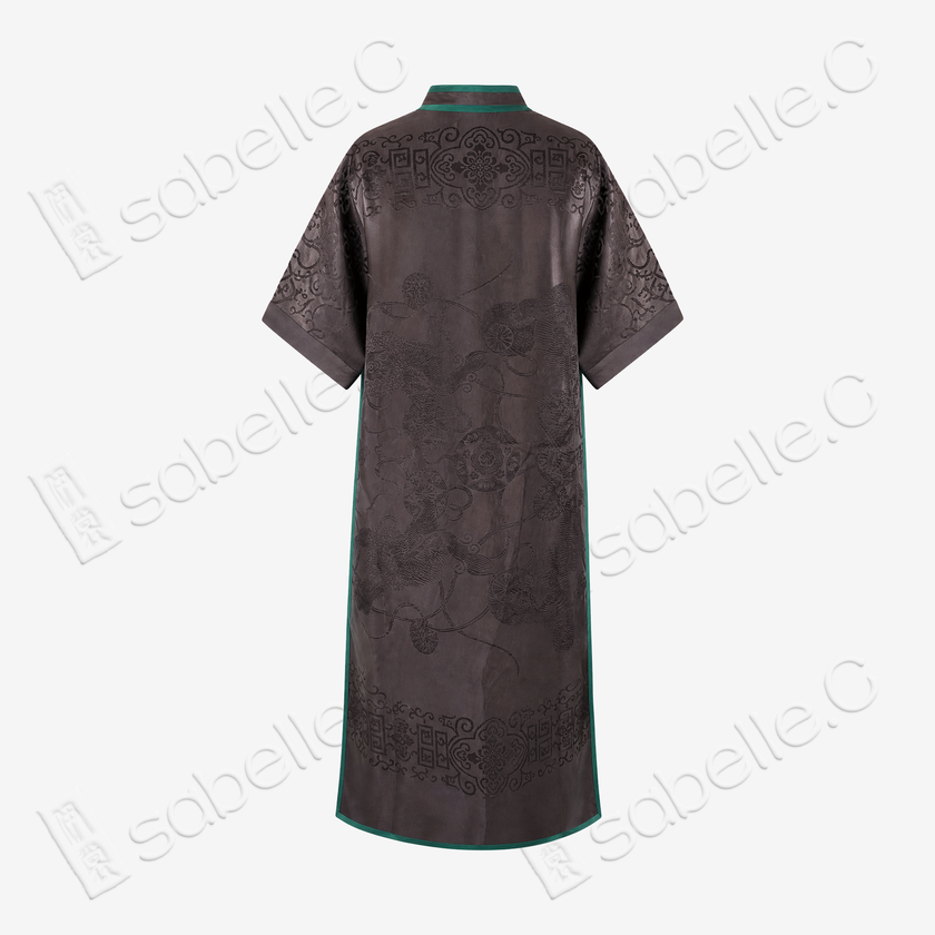 Dark Brown Antique Silk Long Tunic - 玄褐古董真絲長衫裙