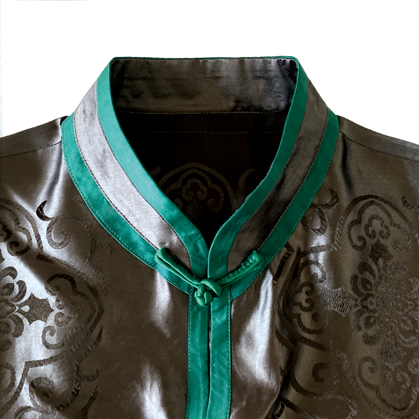 Dark Brown Antique Silk Long Tunic - 玄褐古董真絲長衫裙