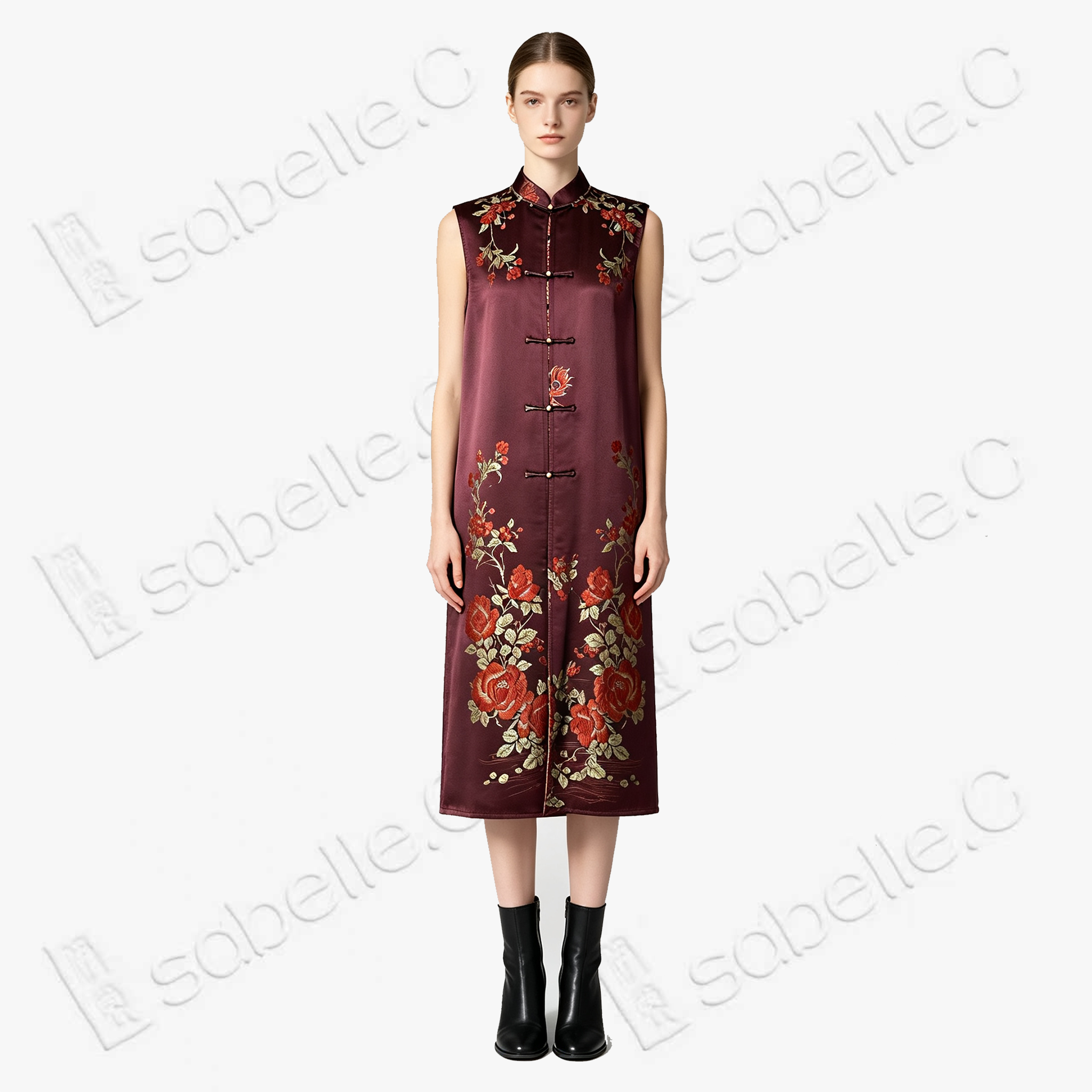 Deep Purple Floral Feast Antique Silk Qipao - 「紫絳芳筵」古董真絲旗袍