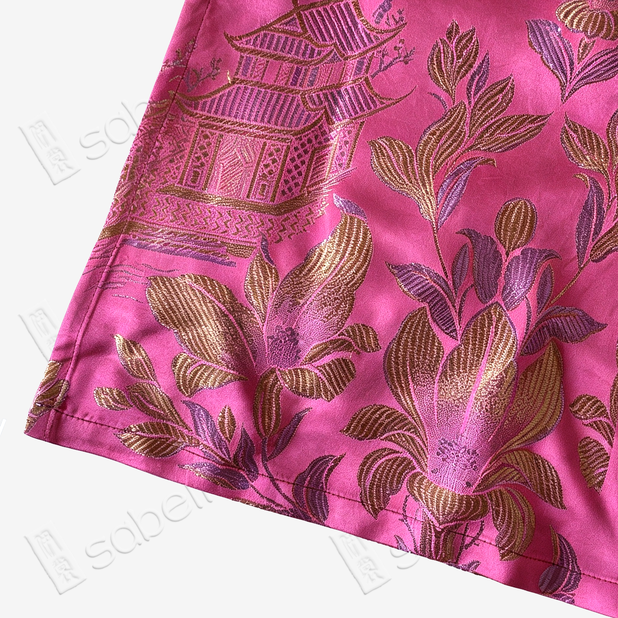 Antique Silk Qipao - 「桃霞織金」古董真絲無袖旗袍