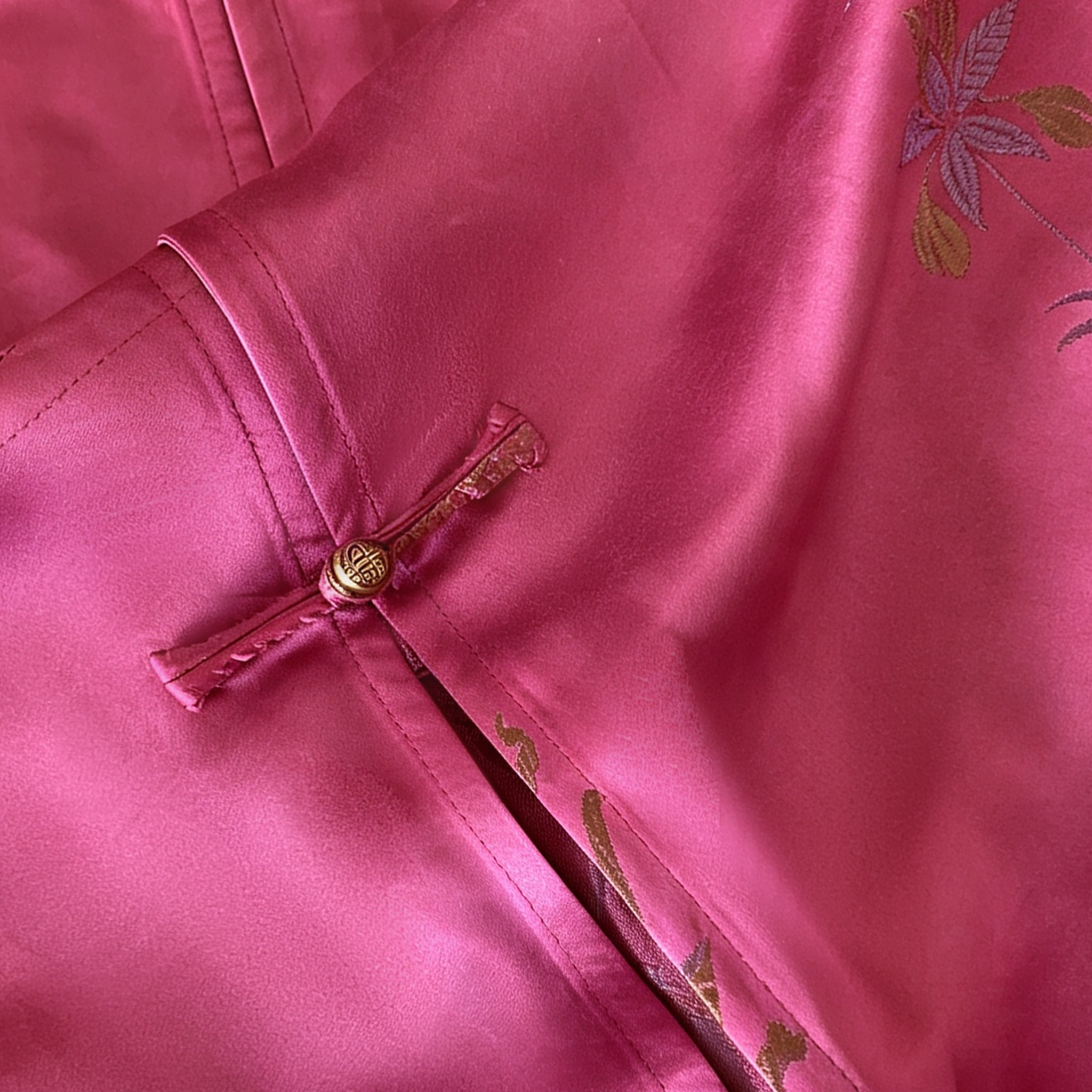 Antique Silk Qipao - 「桃霞織金」古董真絲無袖旗袍