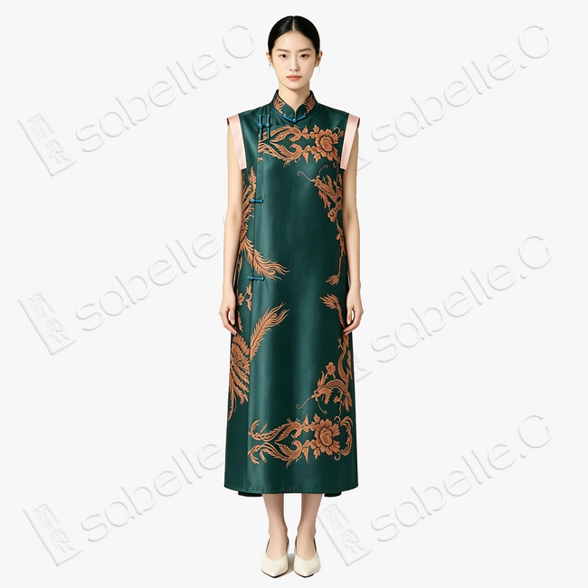 Dragon & Phoenix Antique Silk Qipao - 「龍鳳呈祥」古董真絲旗袍