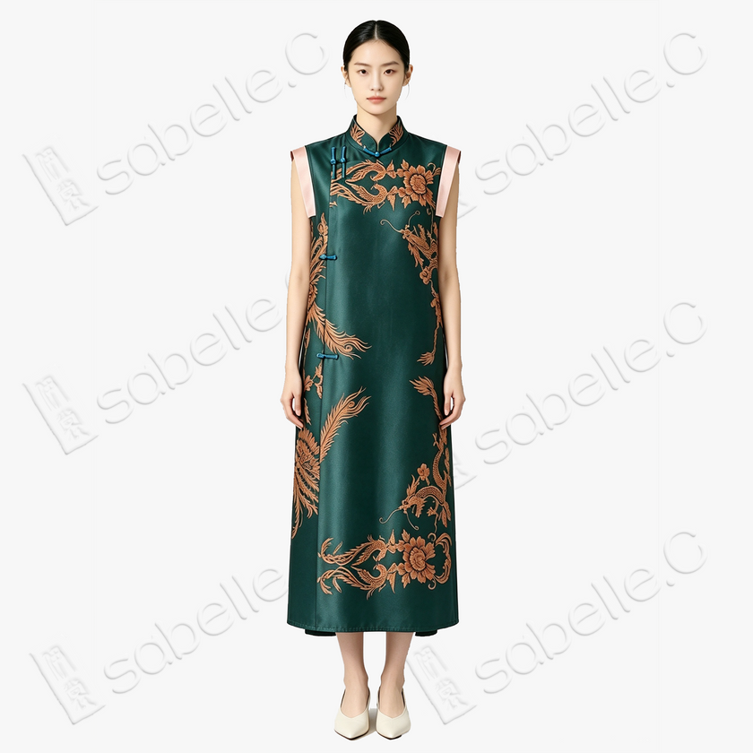 Dragon & Phoenix Antique Silk Qipao - 「龍鳳呈祥」古董真絲旗袍