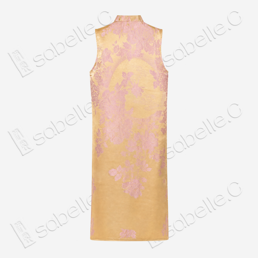 Vintage Silk Long Dress - 「淺金瑤翎」古董真絲長裙