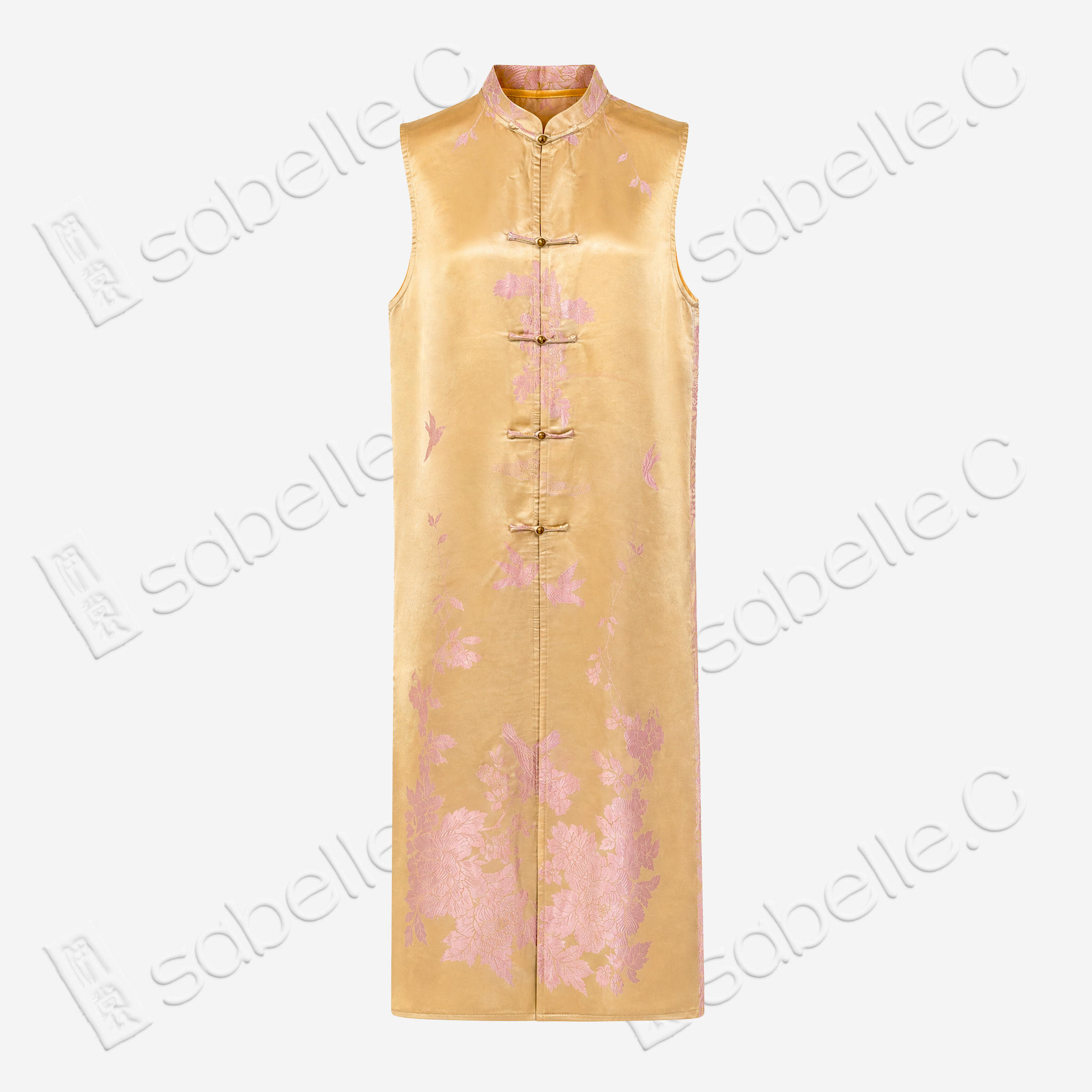 Vintage Silk Long Dress - 「淺金瑤翎」古董真絲長裙