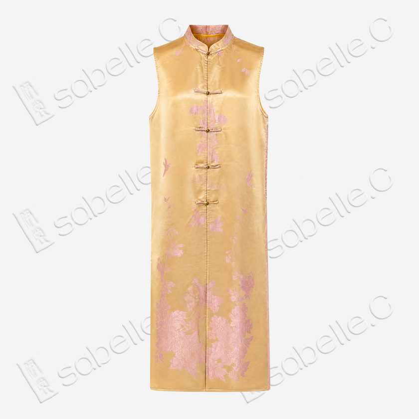 Vintage Silk Long Dress - 「淺金瑤翎」古董真絲長裙