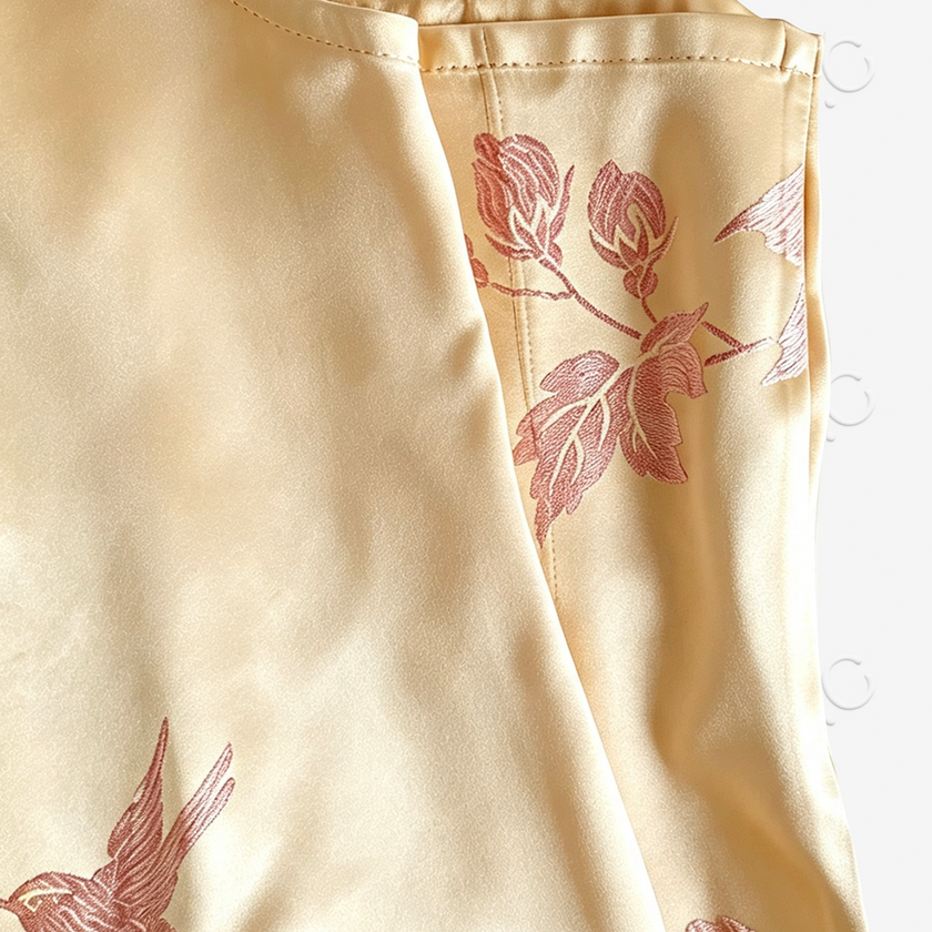 Vintage Silk Long Dress - 「淺金瑤翎」古董真絲長裙