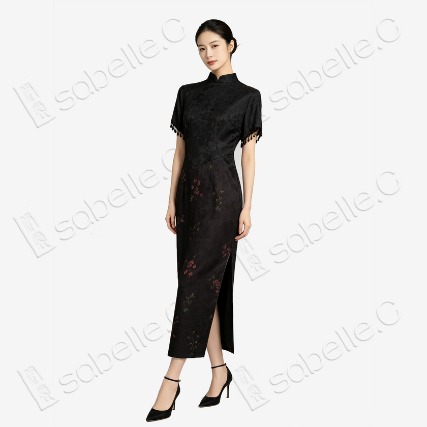 Gambiered Canton Silk Qipao - 「墨筠凝芳」香雲紗旗袍