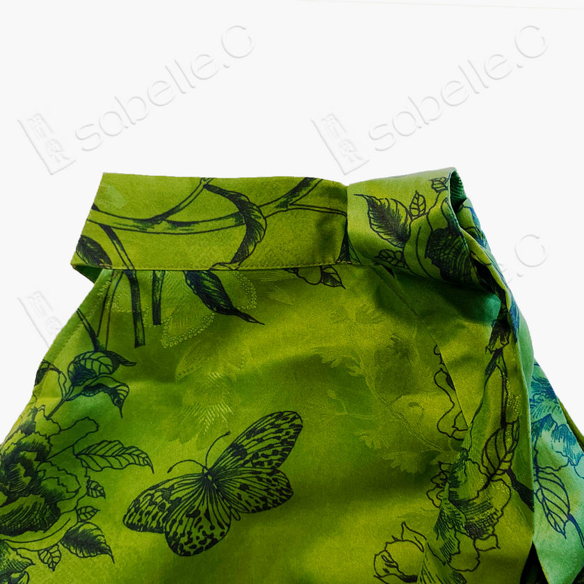 Gambiered Canton Silk Qipao - 「筠庭蝶夢」紅雲紗旗袍