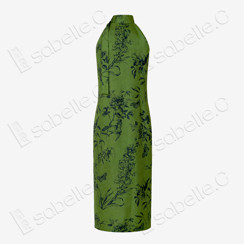 Gambiered Canton Silk Qipao - 「筠庭蝶夢」紅雲紗旗袍
