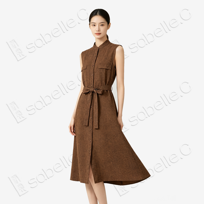 Tortoise Crack Pattern Gambiered Canton Silk Dress - 龜裂紋香雲紗長裙