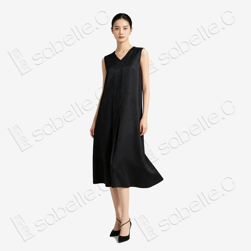 Gambiered Canton Silk Dress - 香雲紗無袖連衣裙