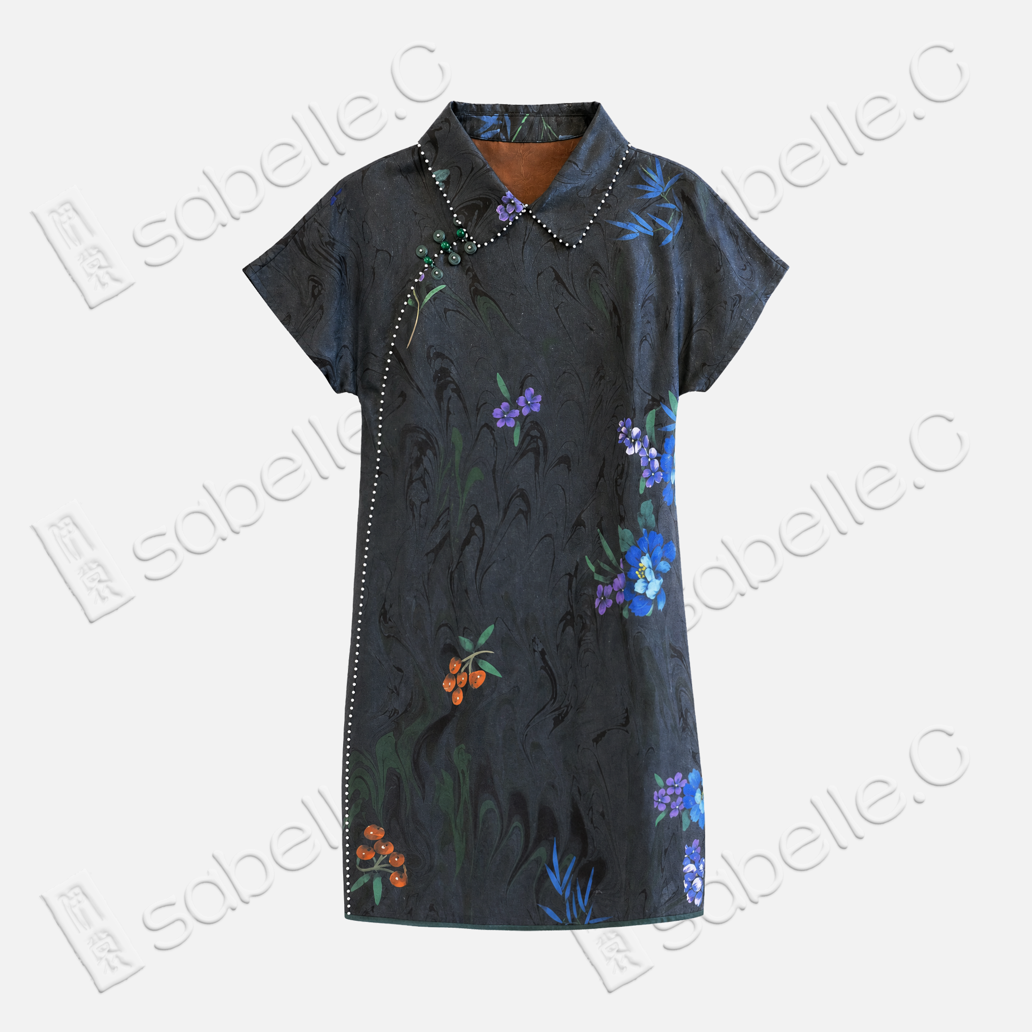 Mid‑length Gambiered Canton Silk Tunic - 香雲紗中長款上衣