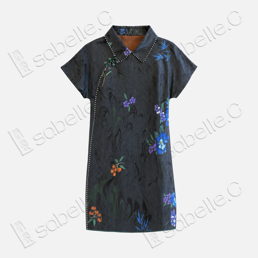 Mid‑length Gambiered Canton Silk Tunic - 香雲紗中長款上衣