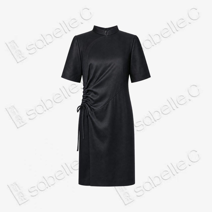 Leather‑Finish Gambiered Canton Silk Dress - 皮子料重緞香雲紗裙
