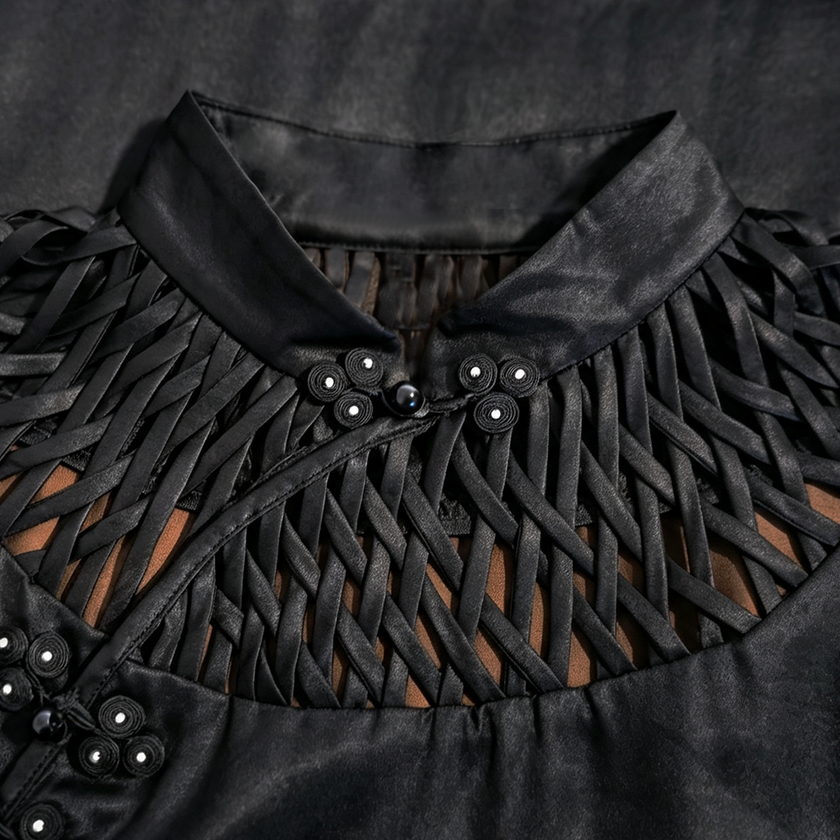 Heavy‑Satin Leather‑Finish Gambiered Canton Silk Dress - 皮子料重緞香雲紗裙
