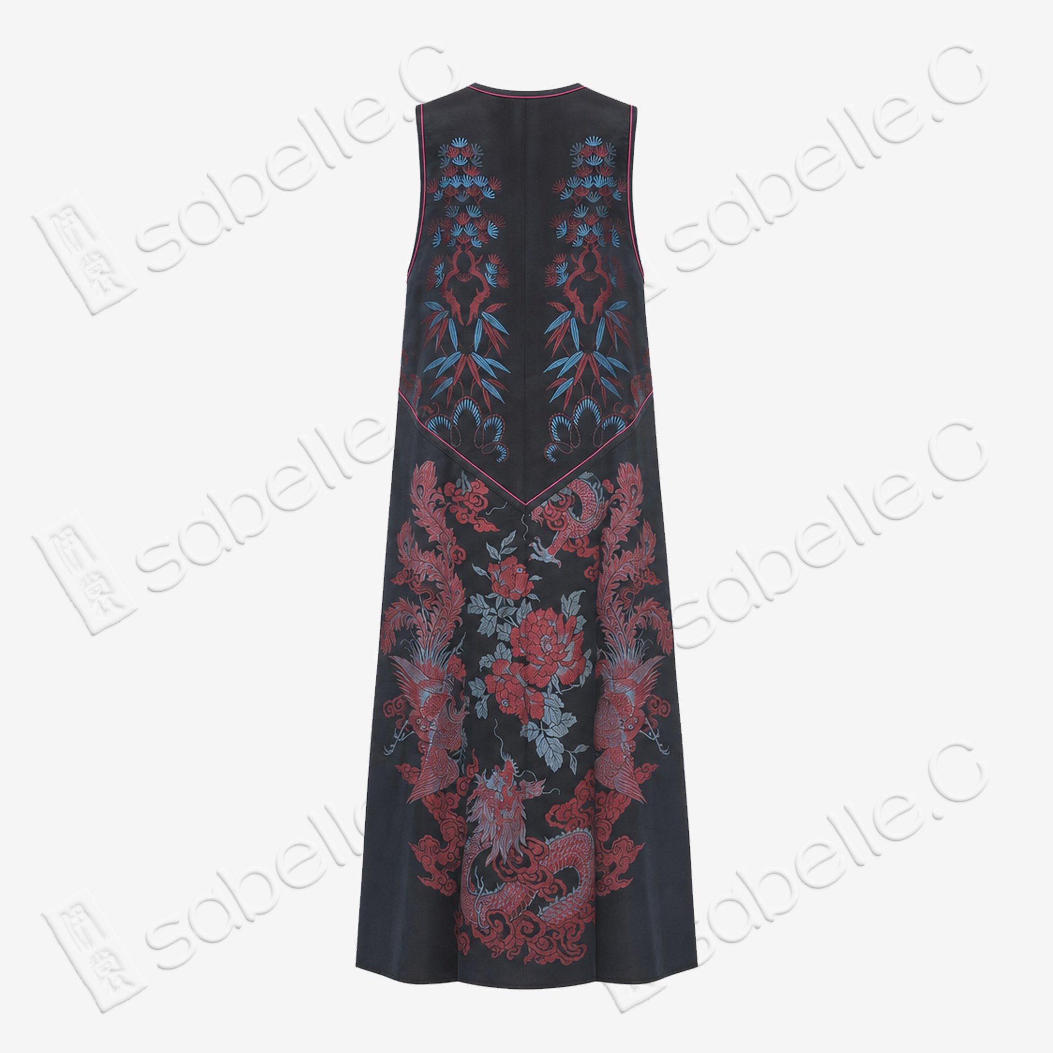 Antique Silk Long Dress - 「玄錦繁華」古董真絲長裙