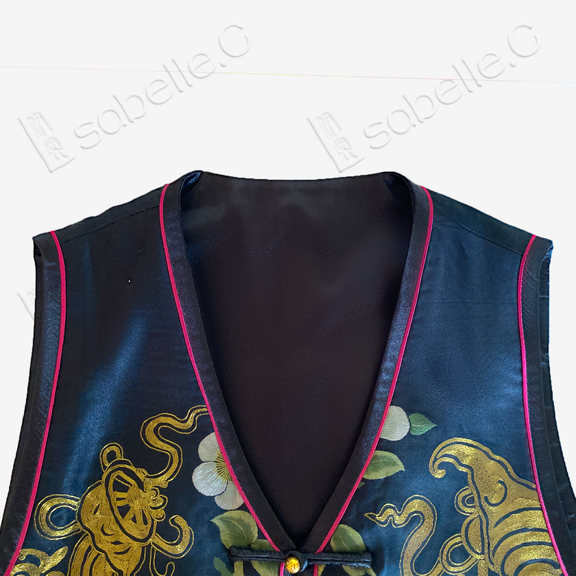 Antique Silk Long Dress - 「玄錦繁華」古董真絲長裙
