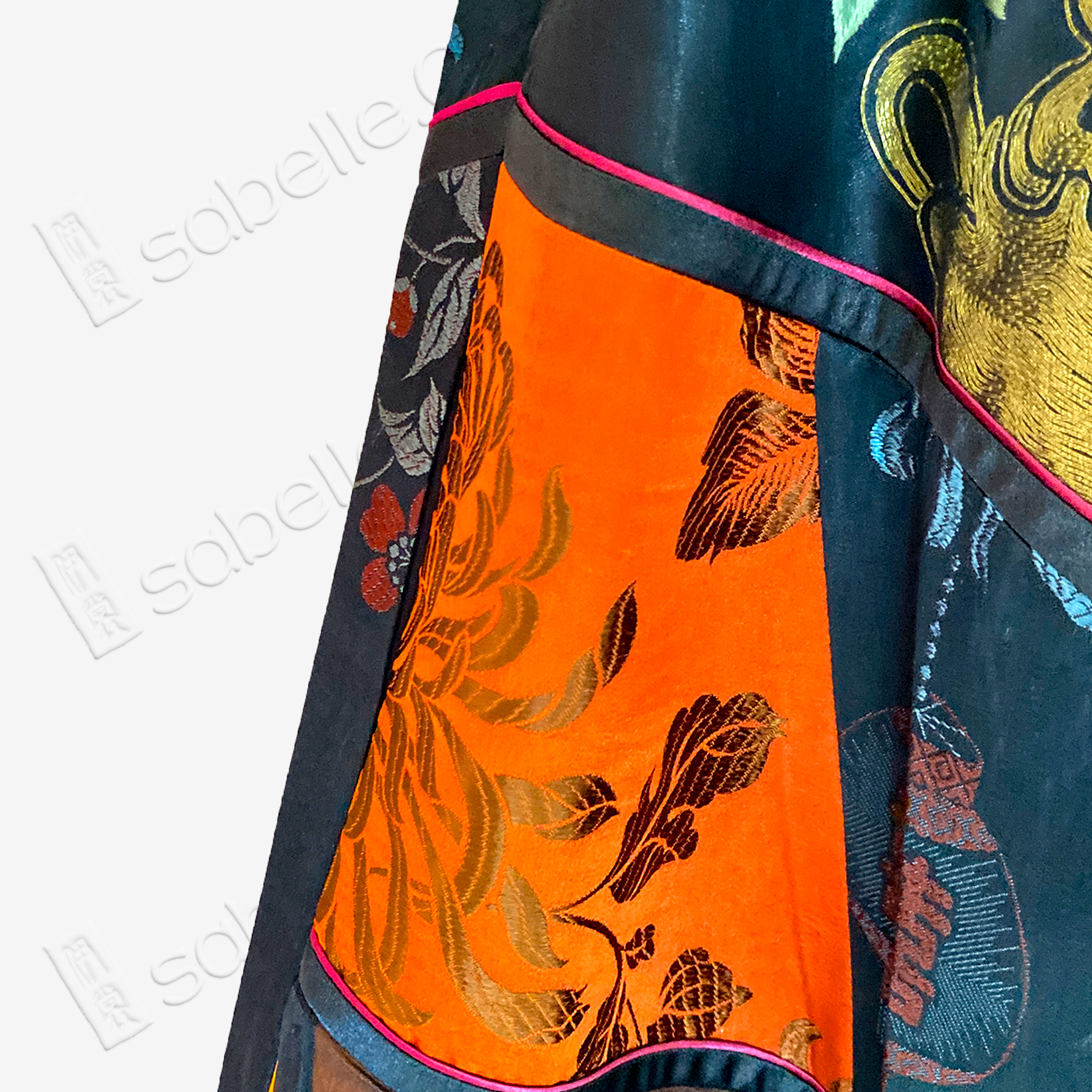 Antique Silk Long Dress - 「玄錦繁華」古董真絲長裙