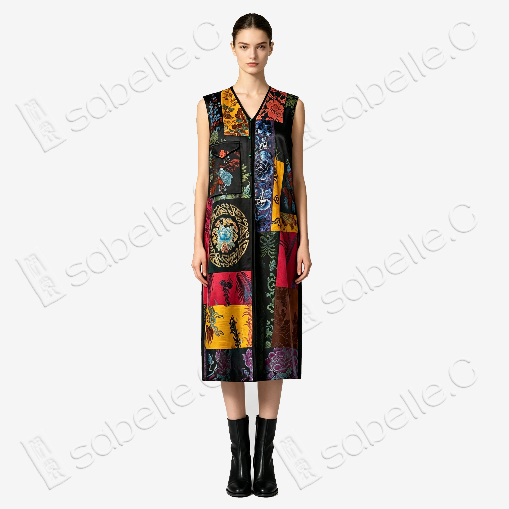 Antique Silk Long Tunic - 「百納萬花」古董真絲長裙