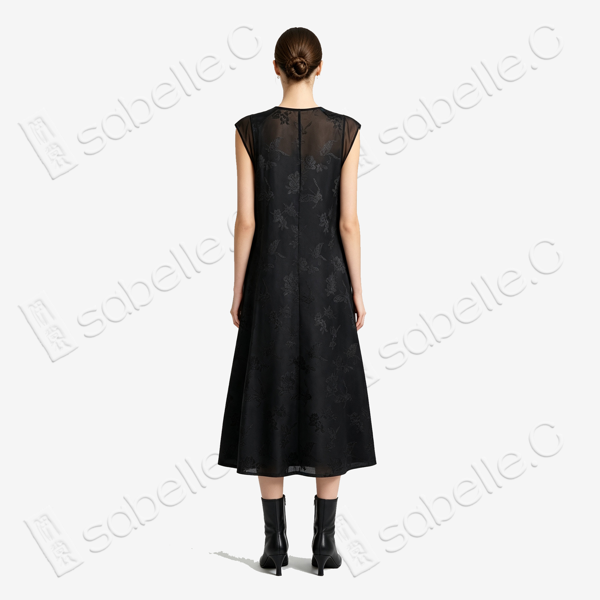 Antique Silk Patchwork Dress - 「玄緋百鳥」古董真絲拼接長裙