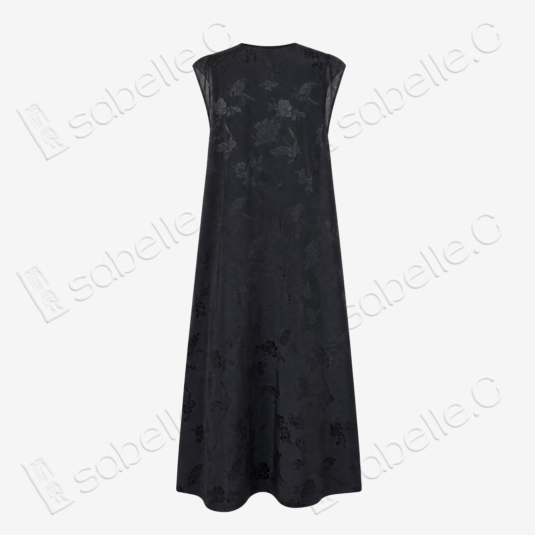 Antique Silk Patchwork Dress - 「玄緋百鳥」古董真絲拼接長裙