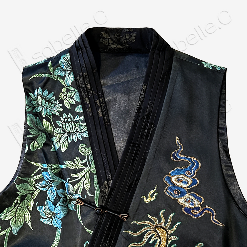 Vintage Silk Vest - 「玄金御麟」古董真絲馬甲
