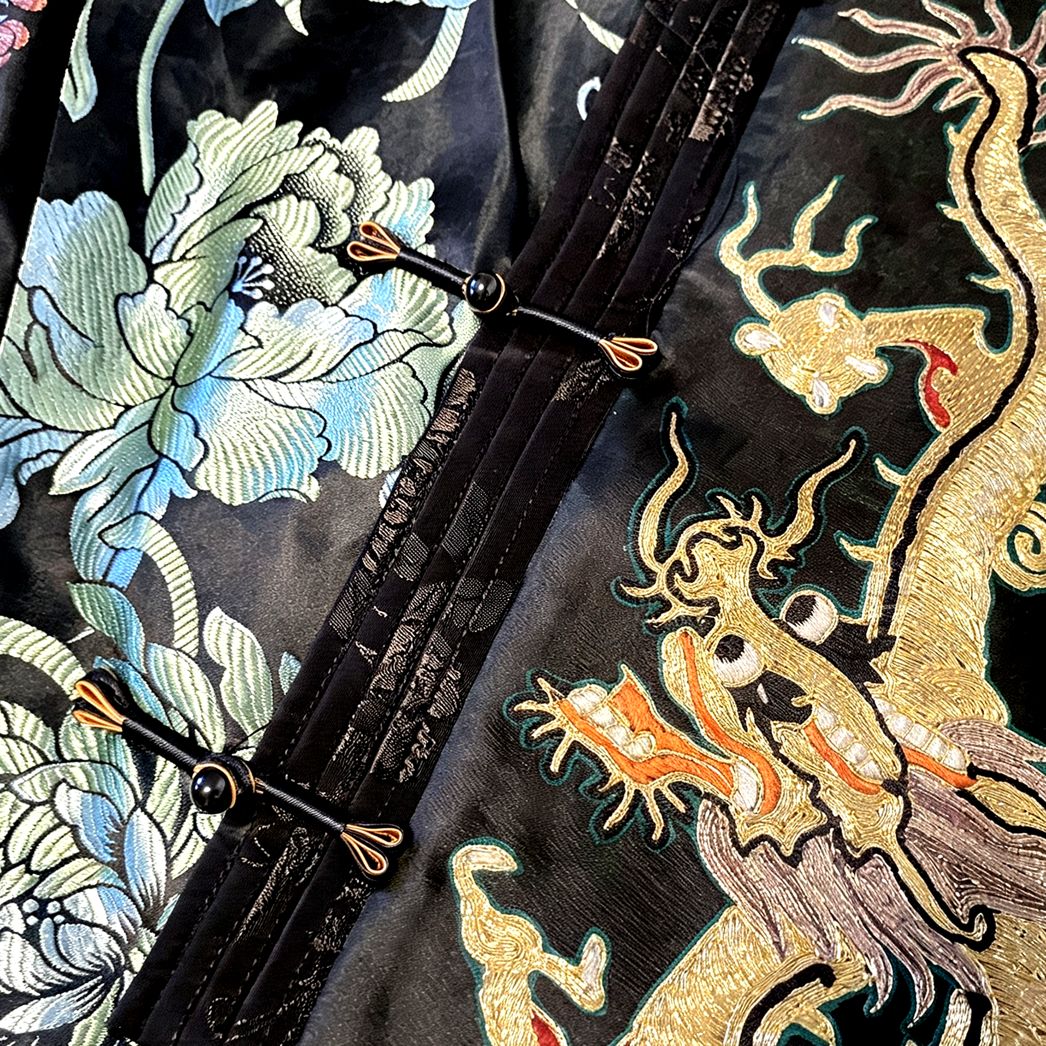 Vintage Silk Vest - 「玄金御麟」古董真絲馬甲