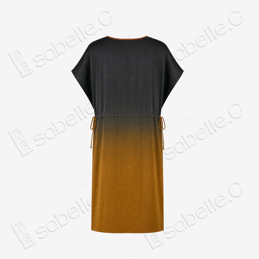 Gambiered Canton Silk Long Dress - 「暮楓暉染」香雲紗長裙