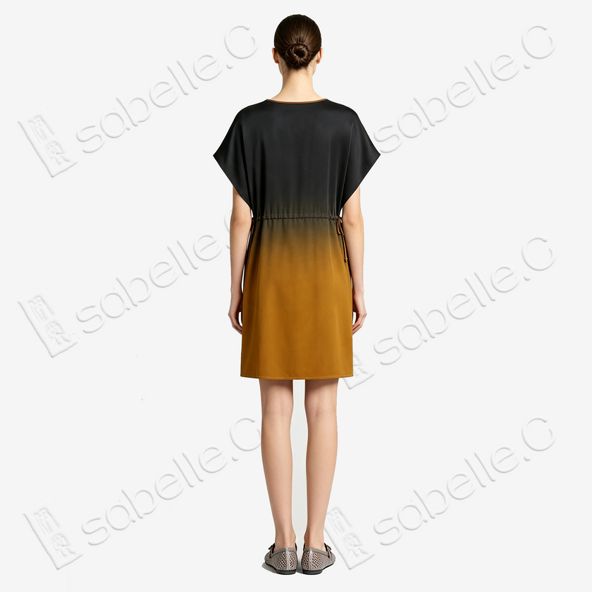 Gambiered Canton Silk Long Dress - 「暮楓暉染」香雲紗長裙