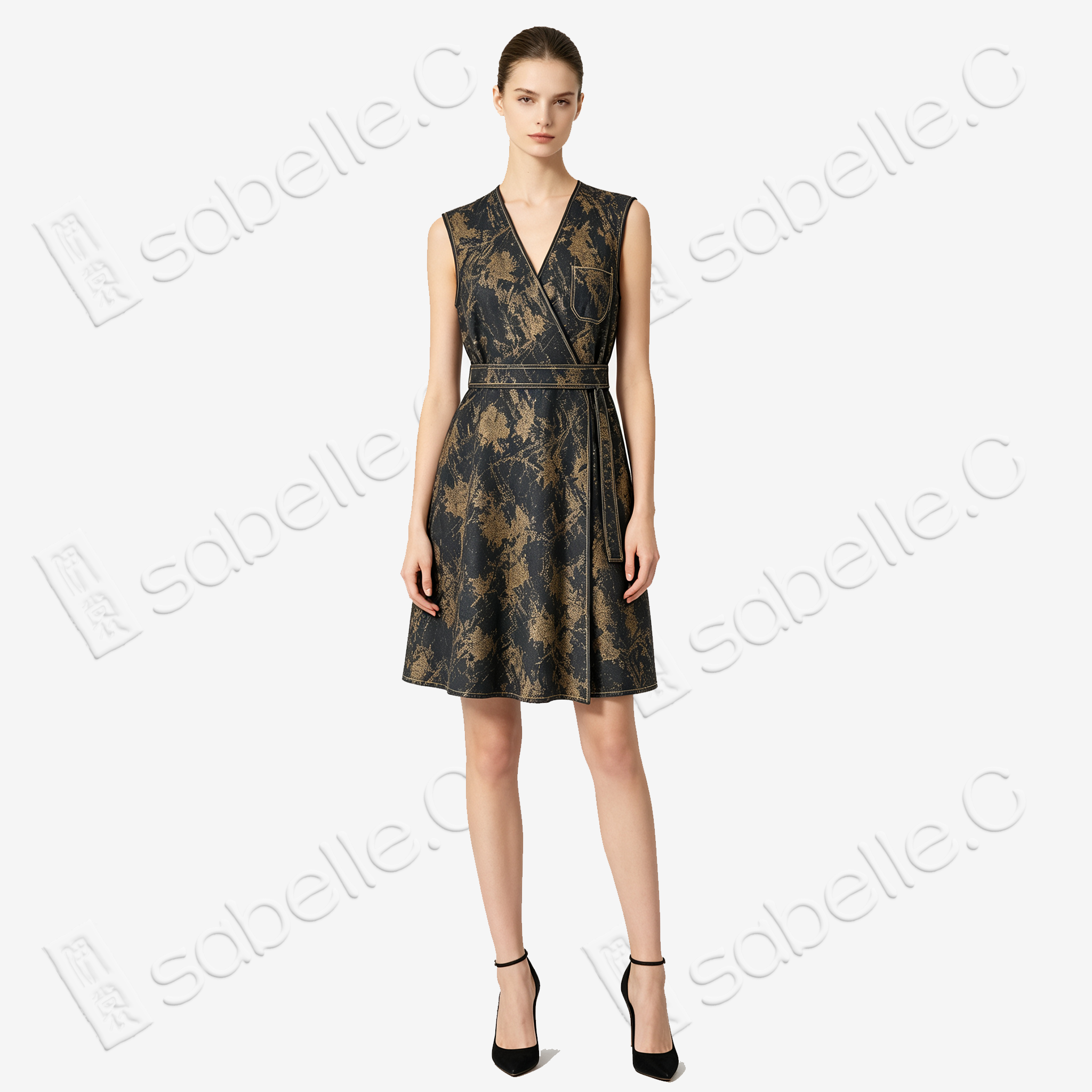 Gambiered Canton Silk Dress - 「墨底鎏斑」香雲紗連衣裙