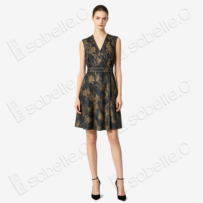 Gambiered Canton Silk Dress - 「墨底鎏斑」香雲紗連衣裙