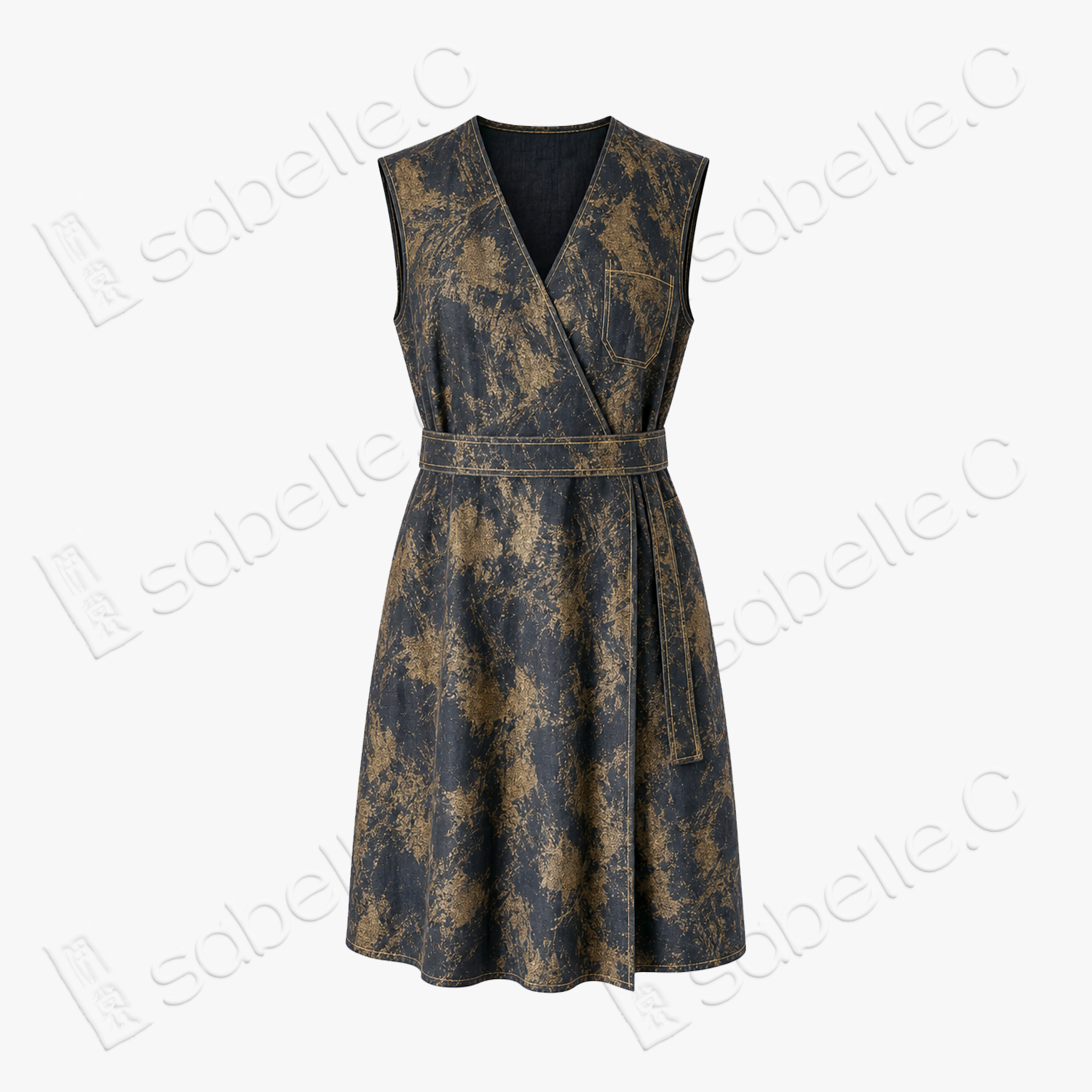 Gambiered Canton Silk Dress - 「墨底鎏斑」香雲紗連衣裙