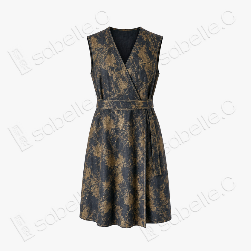 Gambiered Canton Silk Dress - 「墨底鎏斑」香雲紗連衣裙