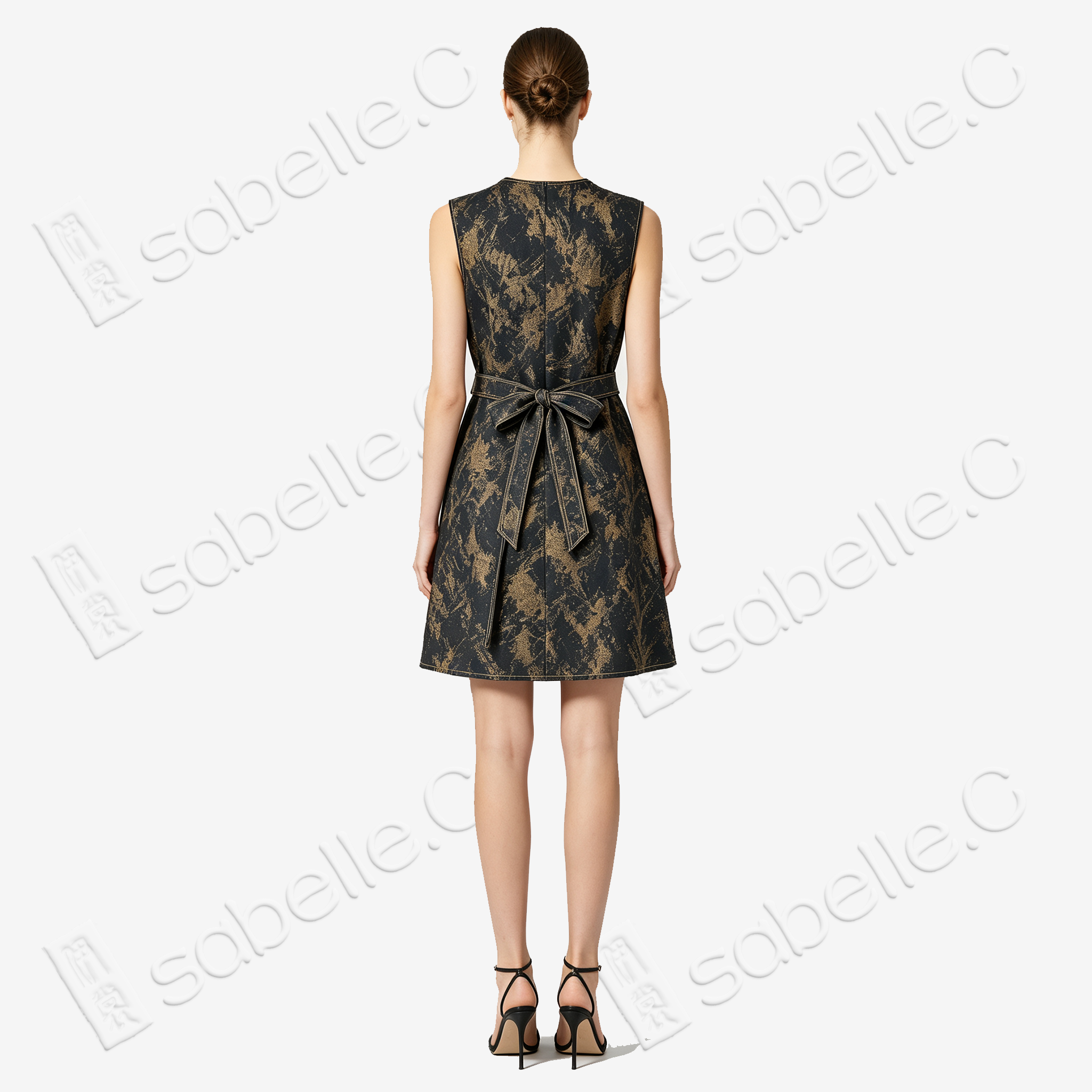 Gambiered Canton Silk Dress - 「墨底鎏斑」香雲紗連衣裙