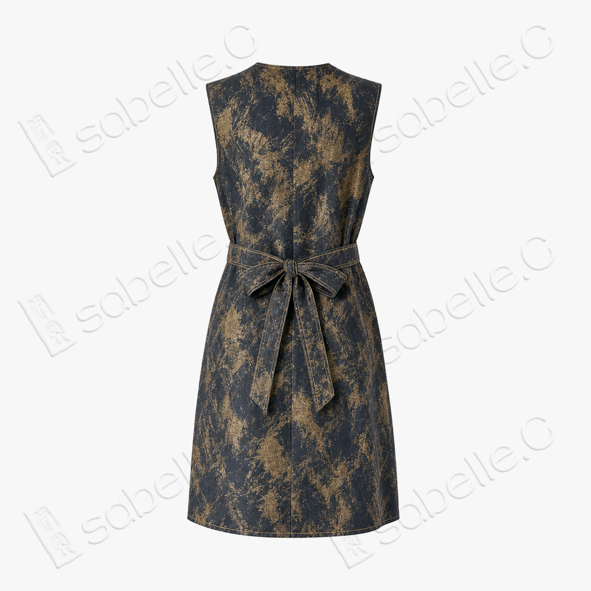 Gambiered Canton Silk Dress - 「墨底鎏斑」香雲紗連衣裙