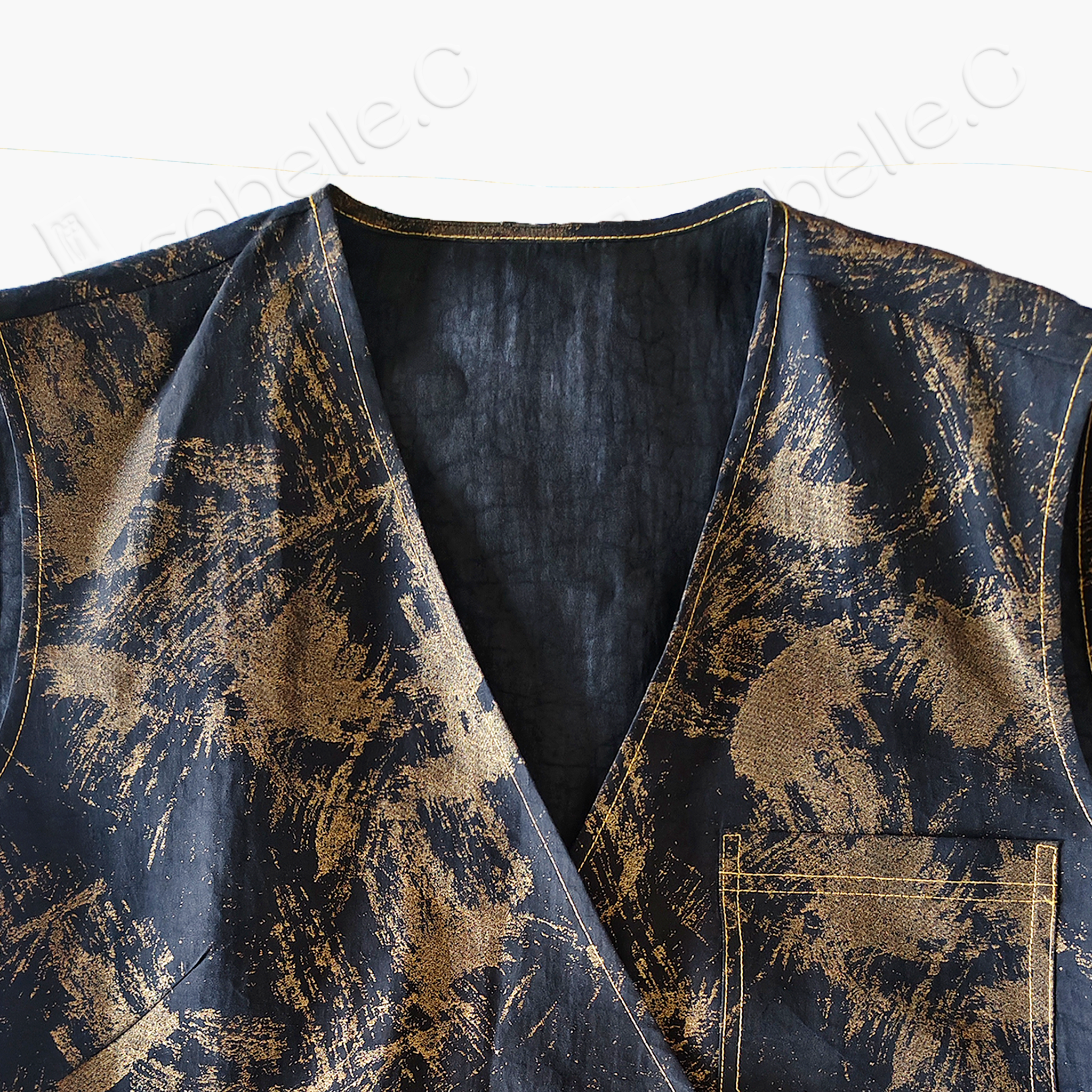Gambiered Canton Silk Dress - 「墨底鎏斑」香雲紗連衣裙