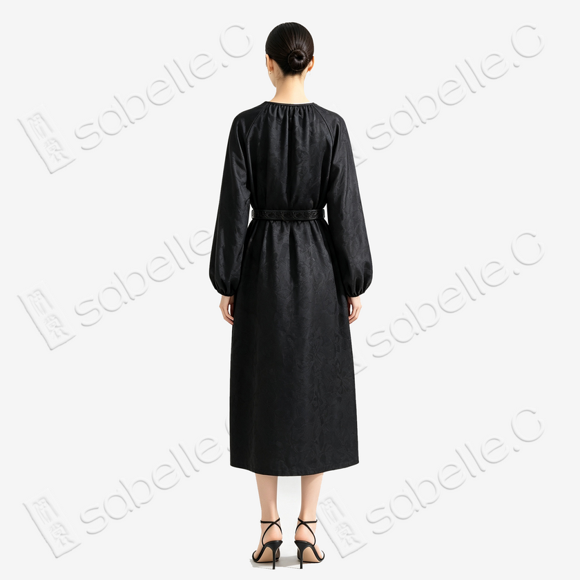 Gambiered Canton Silk Long Dress - 「墨影清韶」香雲紗連衣裙