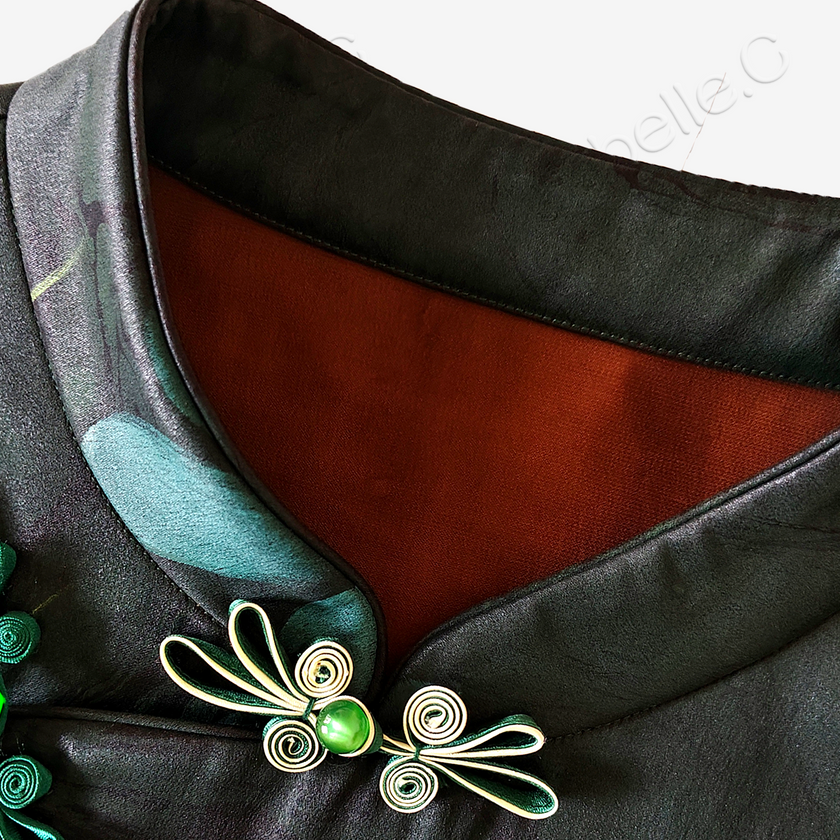 Gambiered Canton Silk Hand‑Painted Dress - 「墨荷曉露」香雲紗手繪裙