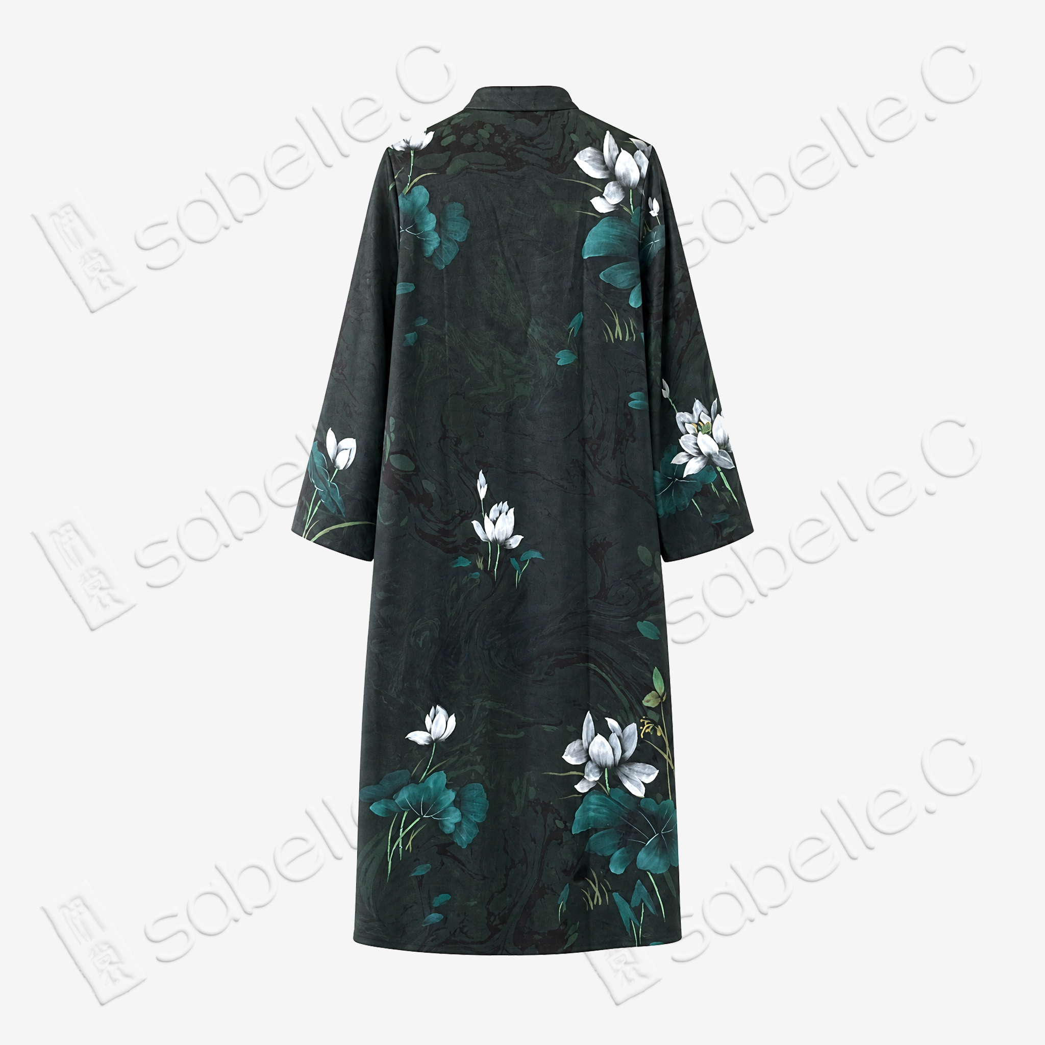 Gambiered Canton Silk Hand‑Painted Dress - 「墨荷曉露」香雲紗手繪裙